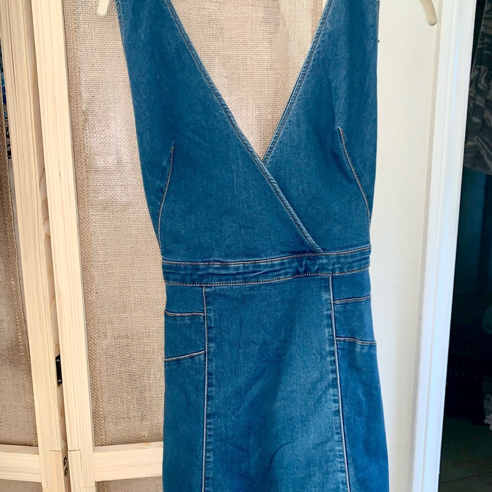 Free People Blue V-Neck Sleeveless Sundress - Picture 4 of 7